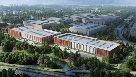 “山河綠”牽手“華為中國紅”！山河智能高機設備集群助力華為團泊洼項目